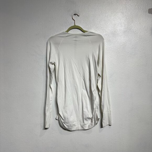 Athleta White Speedlight Seamless Ruched Long Sleeve Top Sz M - Picture 8 of 10